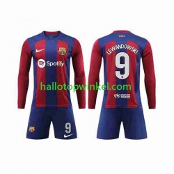 FC Barcelona Voetbalshirt LEWANDOWSKI 9 Kleuters/Kids Thuis Tenue 2023-2024 Lange Mouw