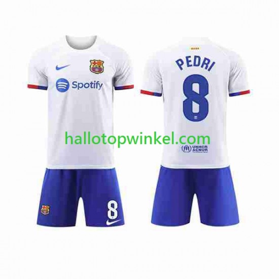 FC Barcelona Voetbalshirt Pedri 8 Kleuters/Kids Uit Tenue 2023-2024 Korte Mouw