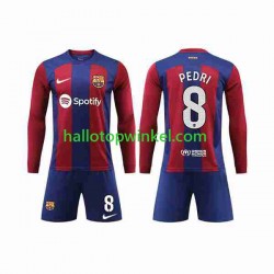 FC Barcelona Voetbalshirt Pedri 8 Kleuters/Kids Thuis Tenue 2023-2024 Lange Mouw