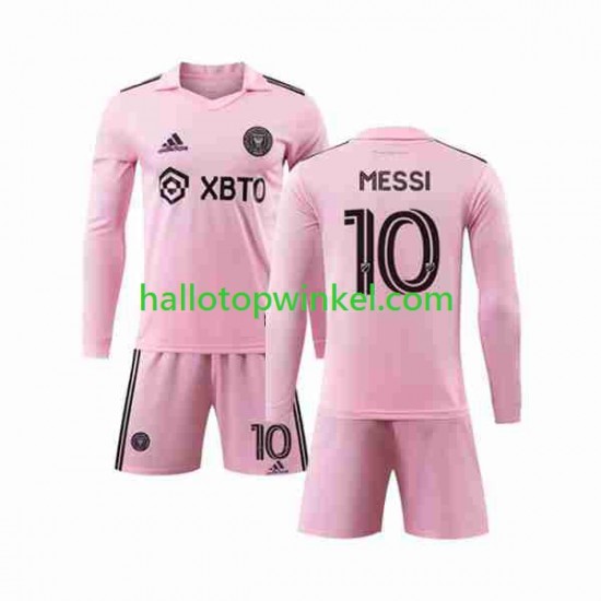 Inter Miami Voetbalshirt Lionel Messi 10 Kleuters/Kids Thuis Tenue 2023-2024 Lange Mouw