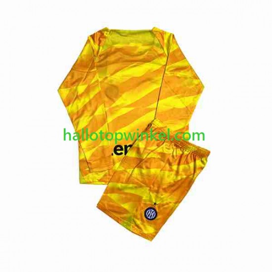 Inter Milan Voetbalshirt Doelman Kleuters/Kids Thuis Tenue 2023-2024 Lange Mouw
