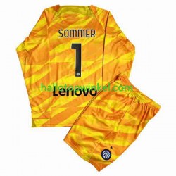 Inter Milan Voetbalshirt Sommer 1 Doelman Kleuters/Kids Thuis Tenue 2023-2024 Lange Mouw