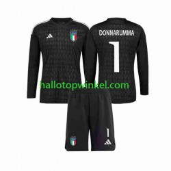Italië Voetbalshirt Donnarumma 1 Doelman Kleuters/Kids Uit Tenue 2023 Lange Mouw