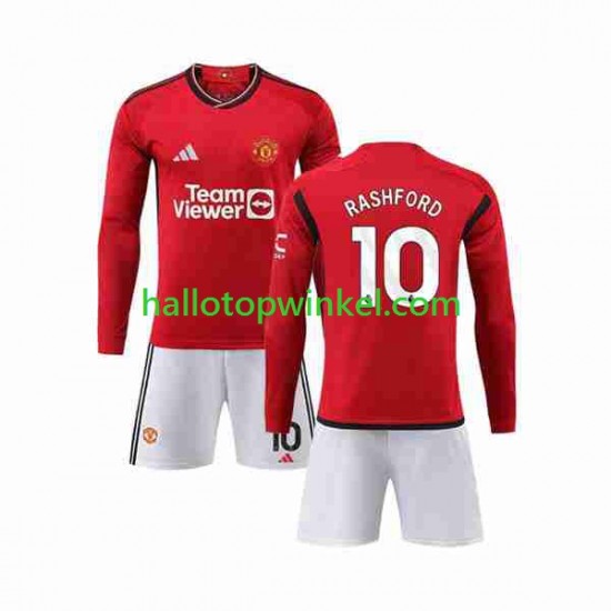 Manchester United Voetbalshirt Marcus Rashford 10 Kleuters/Kids Thuis Tenue 2023-2024 Lange Mouw