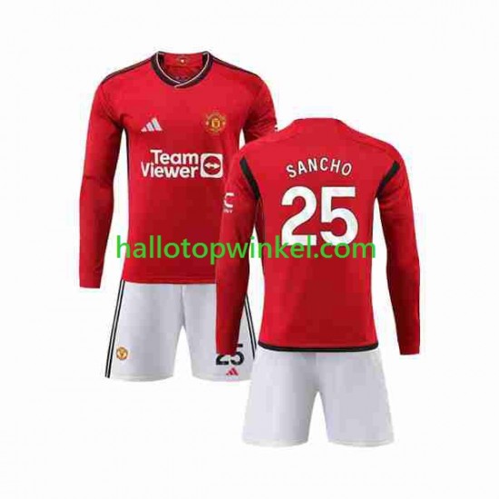 Manchester United Voetbalshirt Sancho 25 Kleuters/Kids Thuis Tenue 2023-2024 Lange Mouw