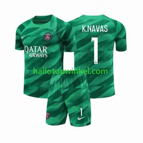 Paris Saint-Germain Voetbalshirt K.NAVAS 1 Doelman Kleuters/Kids Thuis Tenue 2023-2024 Korte Mouw