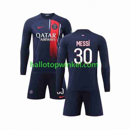 Paris Saint-Germain Voetbalshirt Lionel Messi 30 Kleuters/Kids Thuis Tenue 2023-2024 Lange Mouw
