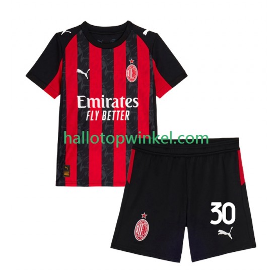 AC Milan Voetbalshirt Ardon Jashari 30 Kleuters/Kids Thuis Tenue 2025-2026 Korte Mouw