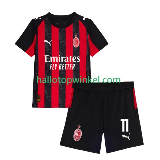 AC Milan Voetbalshirt Christian Pulisic 11 Kleuters/Kids Thuis Tenue 2025-2026 Korte Mouw