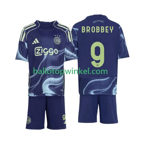 AFC Ajax Voetbalshirt Brian Brobbey 9 Kleuters/Kids Uit Tenue 2025-2026 Korte Mouw