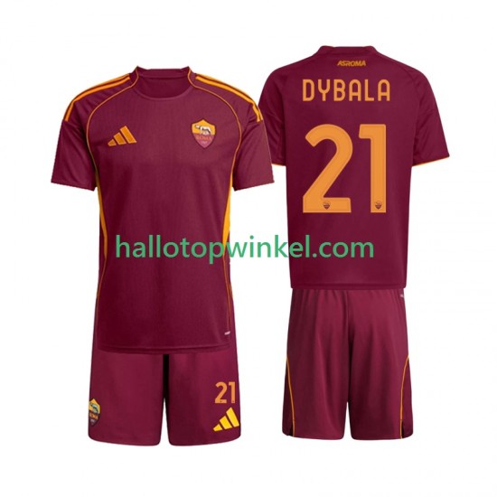 AS Roma Voetbalshirt Dybala 21 Kleuters/Kids Thuis Tenue 2025-2026 Korte Mouw