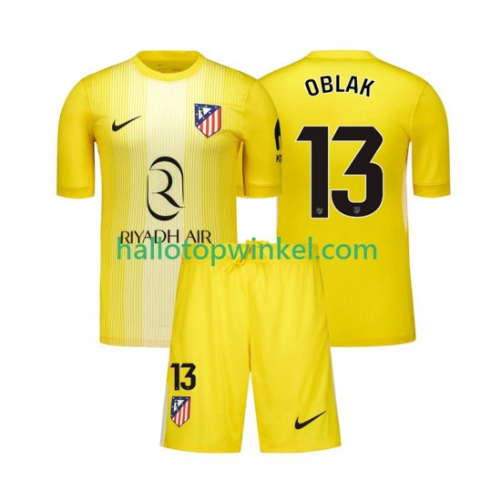 Atlético Madrid Voetbalshirt Jan Oblak 13 Doelman Kleuters/Kids Thuis Tenue 2025-2026 Korte Mouw