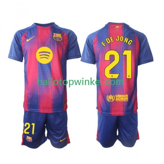 FC Barcelona Voetbalshirt Frenkie de Jong 21 Kleuters/Kids Thuis Tenue 2025-2026 Korte Mouw