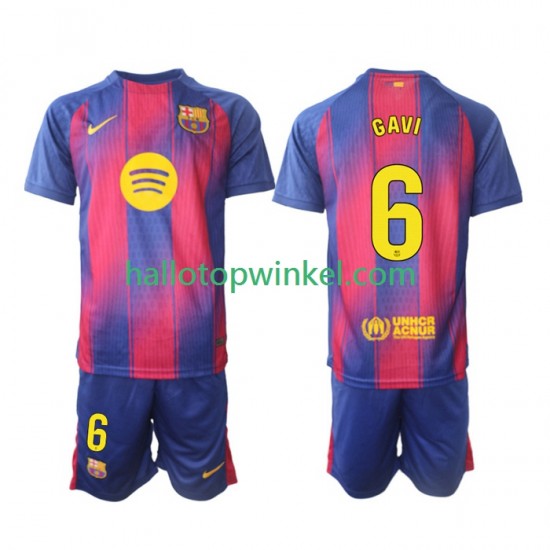 FC Barcelona Voetbalshirt Gavi 6 Kleuters/Kids Thuis Tenue 2025-2026 Korte Mouw