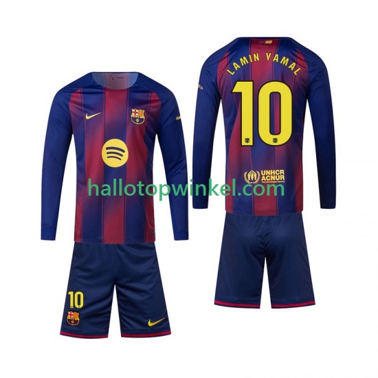 FC Barcelona Voetbalshirt Lamine Yamal 10 Kleuters/Kids Thuis Tenue 2025-2026 Lange Mouw
