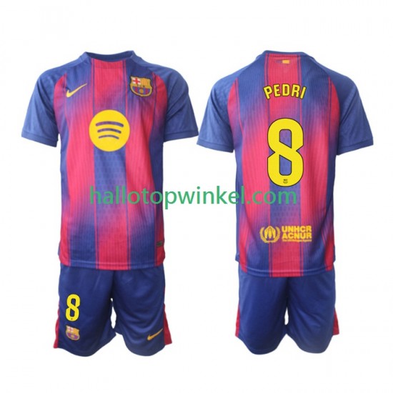 FC Barcelona Voetbalshirt Pedri 8 Kleuters/Kids Thuis Tenue 2025-2026 Korte Mouw
