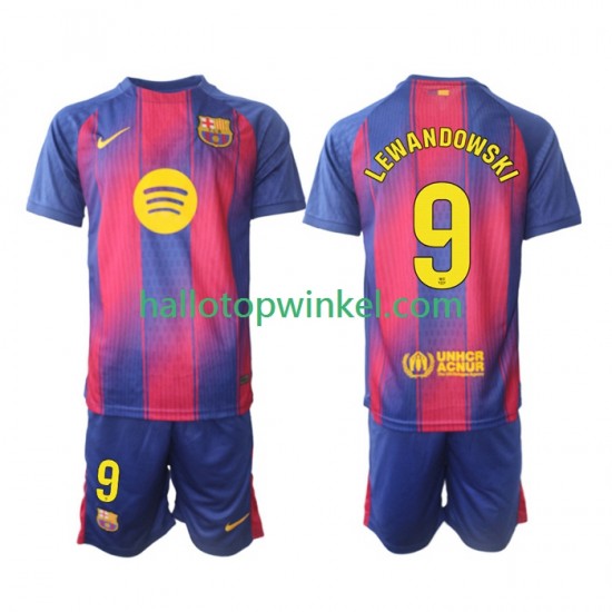 FC Barcelona Voetbalshirt Robert Lewandowski 9 Kleuters/Kids Thuis Tenue 2025-2026 Korte Mouw
