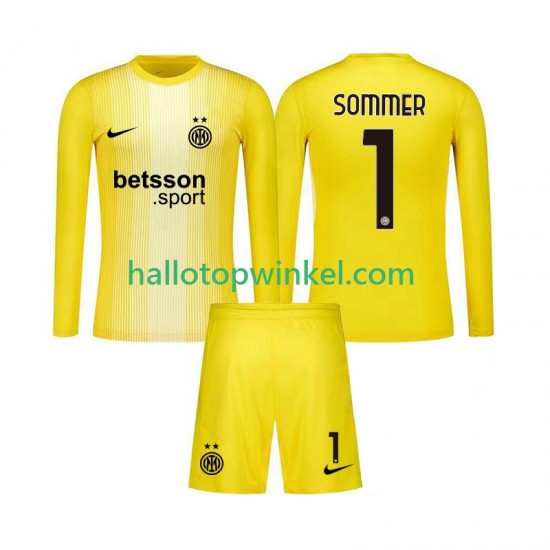 Inter Milan Voetbalshirt Yann Sommer 1 Doelman Kleuters/Kids Uit Tenue 2025-2026 Lange Mouw