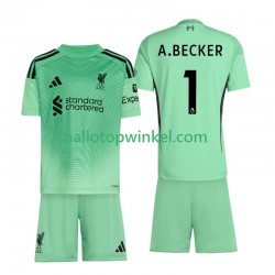 Liverpool Voetbalshirt Alisson Becker 1 Doelman Kleuters/Kids Thuis Tenue 2025-2026 Korte Mouw