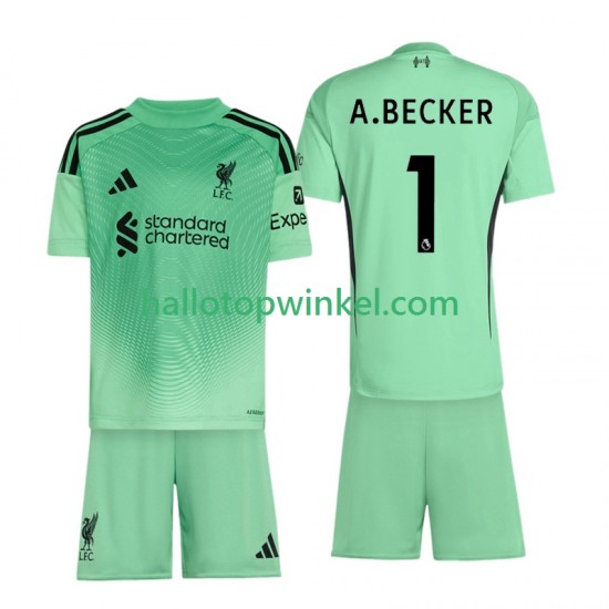 Liverpool Voetbalshirt Alisson Becker 1 Doelman Kleuters/Kids Thuis Tenue 2025-2026 Korte Mouw