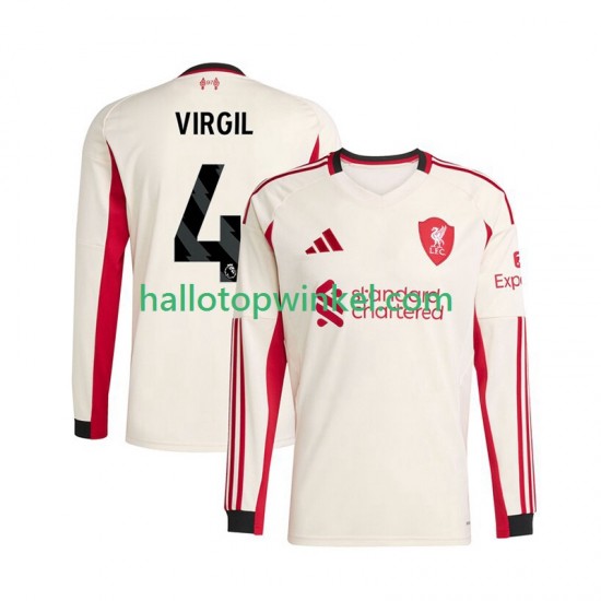 Liverpool Voetbalshirt Virgil van Dijk 4 Heren Uit Tenue 2025-2026 Lange Mouw
