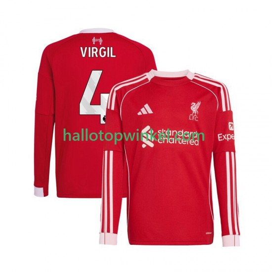 Liverpool Voetbalshirt Virgil van Dijk 4 Heren Thuis Tenue 2025-2026 Lange Mouw