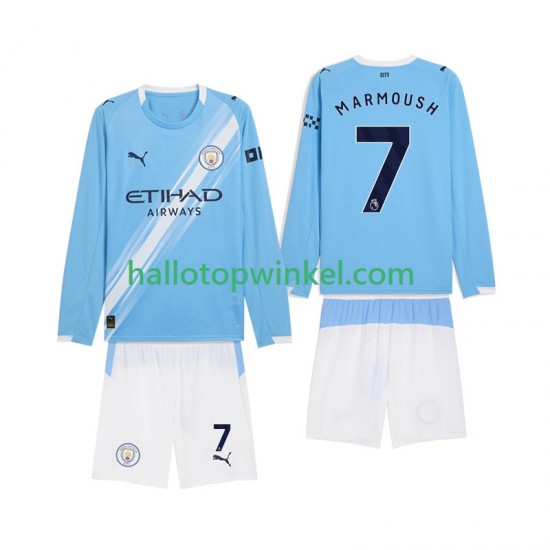 Manchester City Voetbalshirt Omar Marmoush 7 Kleuters/Kids Thuis Tenue 2025-2026 Lange Mouw