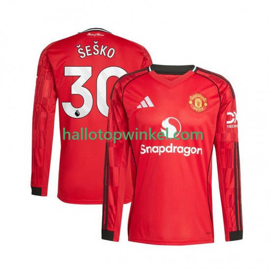 Manchester United Voetbalshirt Benjamin Sesko 30 Heren Thuis Tenue 2025-2026 Lange Mouw