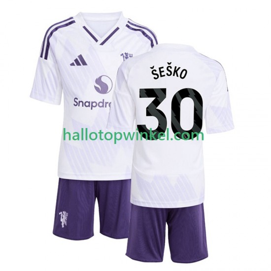 Manchester United Voetbalshirt Benjamin Sesko 30 Kleuters/Kids Uit Tenue 2025-2026 Korte Mouw