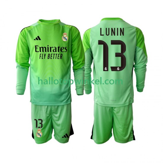 Real Madrid Voetbalshirt Andriy Lunin 13 Doelman Kleuters/Kids Uit Tenue 2025-2026 Lange Mouw