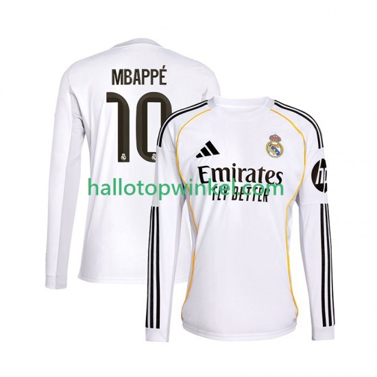 Real Madrid Voetbalshirt Mbappé Kylian 10 Heren Thuis Tenue 2025-2026 Lange Mouw