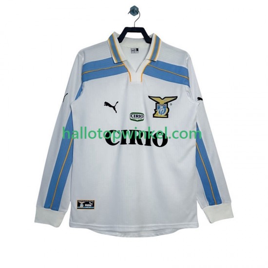 SS Lazio Voetbalshirt 2000 Retro Heren Uit Tenue 1999 Lange Mouw