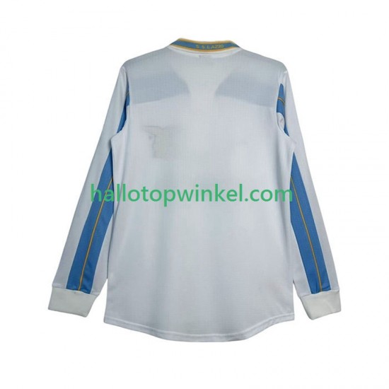 SS Lazio Voetbalshirt 2000 Retro Heren Uit Tenue 1999 Lange Mouw