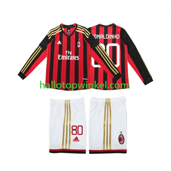 AC Milan Voetbalshirt RONALDINHO 80 2013 2014 Retro Kleuters/Kids Thuis Tenue Lange Mouw