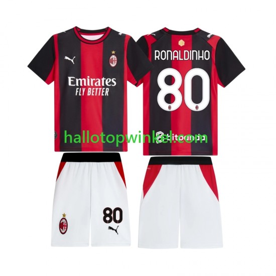 AC Milan Voetbalshirt Ronaldinho 80 Kleuters/Kids Thuis Tenue 2026-2027 Korte Mouw