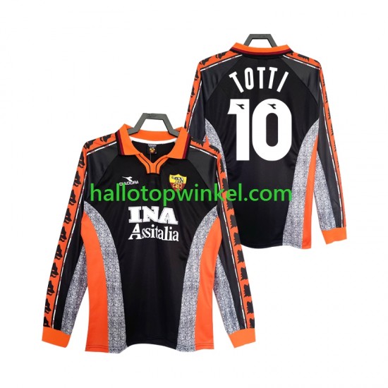 AS Roma Voetbalshirt Totti 10 1998 Retro Heren Derde Tenue 1999 Lange Mouw