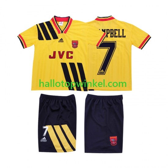 Arsenal Voetbalshirt CAMPBELL 7 1993 Retro Kleuters/Kids Uit Tenue 1994 Korte Mouw