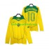 Brazilië Voetbalshirt RONALDINHO 10 Retro Heren Thuis Tenue 2004 Lange Mouw