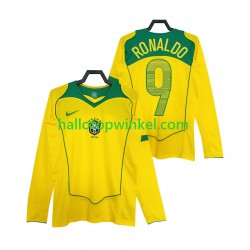 Brazilië Voetbalshirt RONALDO 9 Retro Heren Thuis Tenue 2004 Lange Mouw