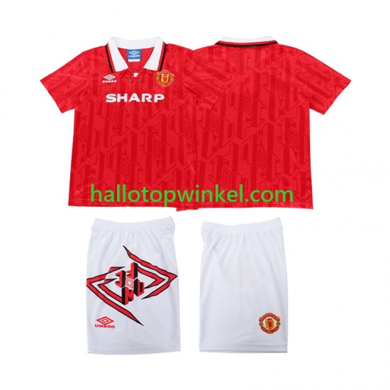 Manchester United Voetbalshirt 1993 Retro Kleuters/Kids Thuis Tenue 1994 Korte Mouw