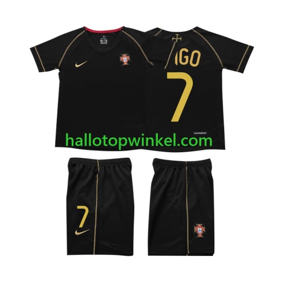 Portugal Voetbalshirt FIGO 7 Retro Kleuters/Kids Uit Tenue 2006 Korte Mouw