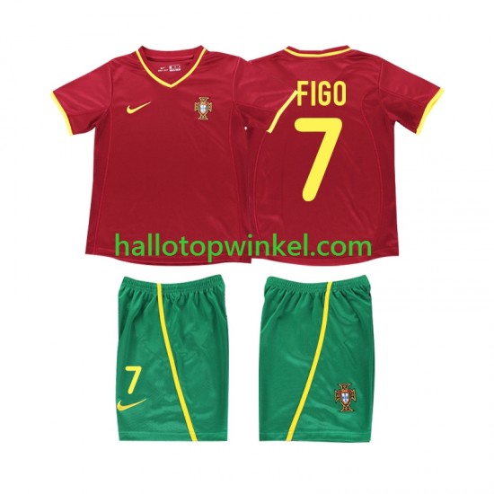Portugal Voetbalshirt FIGO 7 2002 Retro Kleuters/Kids Thuis Tenue Korte Mouw
