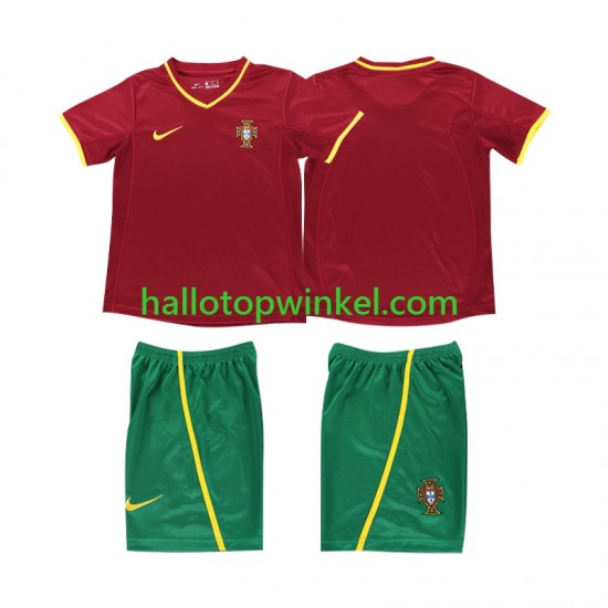 Portugal Voetbalshirt 2002 Retro Kleuters/Kids Thuis Tenue Korte Mouw