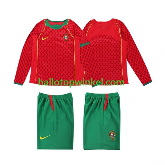 Portugal Voetbalshirt Retro Kleuters/Kids Thuis Tenue 2004 Lange Mouw