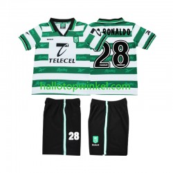 Sporting CP Voetbalshirt Cristiano Ronaldo 28 2000 Retro Kleuters/Kids Thuis Tenue 1999 Korte Mouw