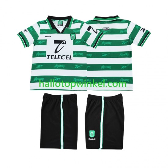 Sporting CP Voetbalshirt 2000 Retro Kleuters/Kids Thuis Tenue 1999 Korte Mouw