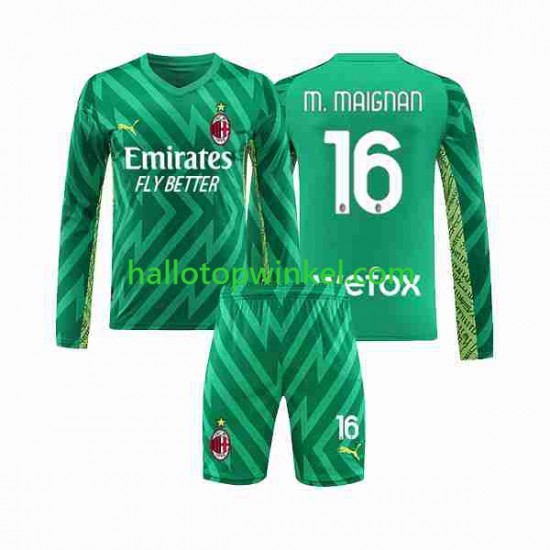 AC Milan Voetbalshirt Mike Maignan 16 Doelman Kleuters/Kids Thuis Tenue 2023-2024 Lange Mouw