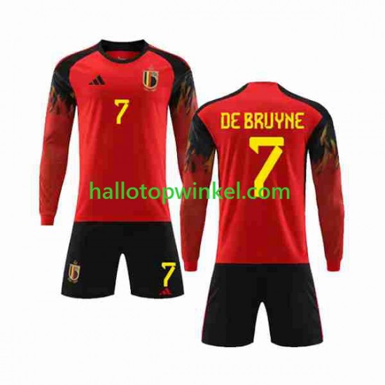 België Voetbalshirt De Bruyne 7 Kleuters/Kids Thuis Tenue WK 2022 Lange Mouw