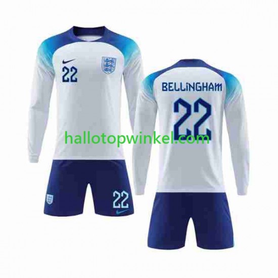 Engeland Voetbalshirt Bellingham 22 Kleuters/Kids Thuis Tenue WK 2022 Lange Mouw
