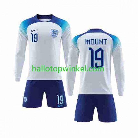 Engeland Voetbalshirt Mount 19 Kleuters/Kids Thuis Tenue WK 2022 Lange Mouw
